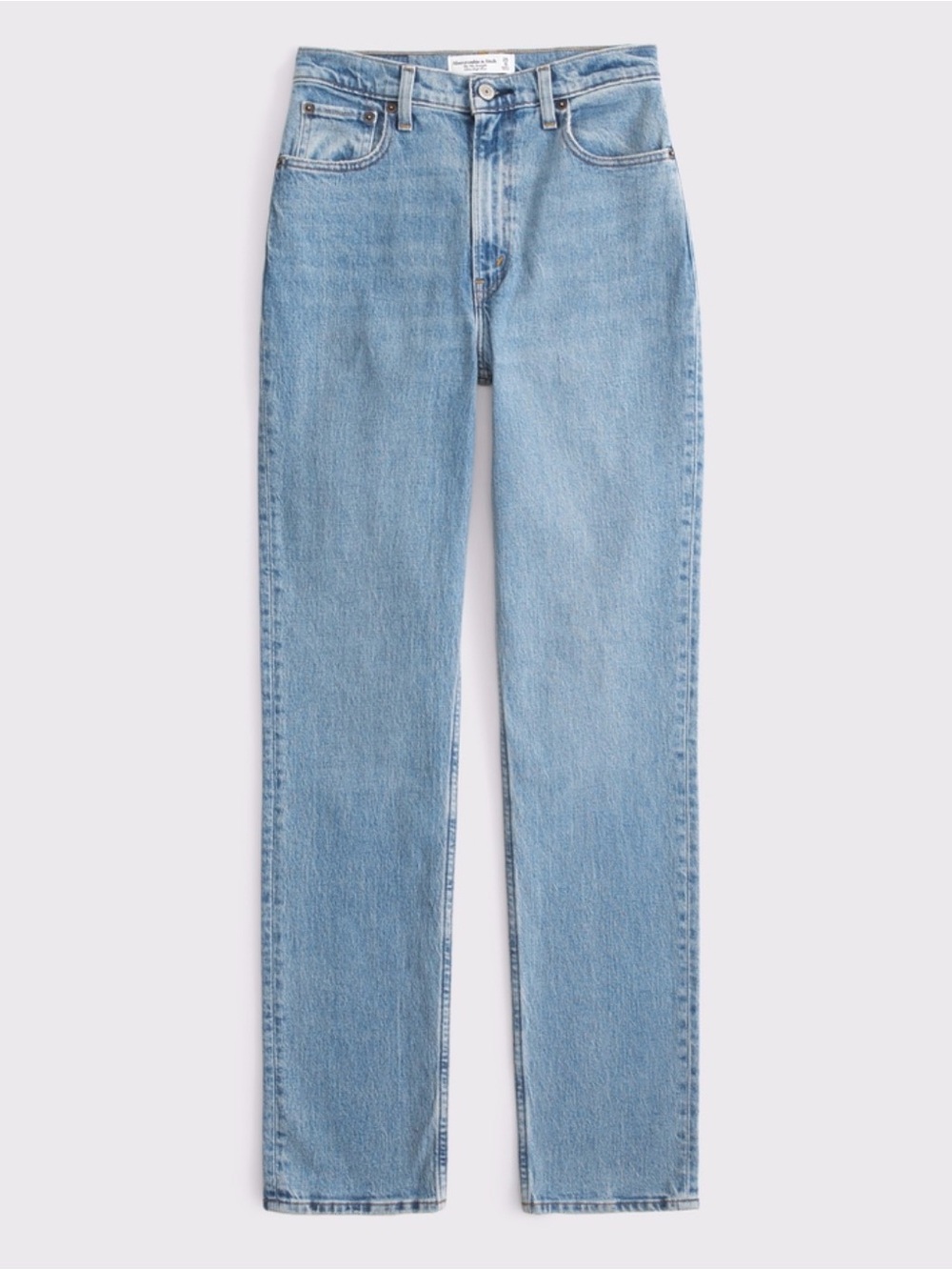 Women’s A&F Curve Love Straight High Rise Jeans in Medium Blue Wash